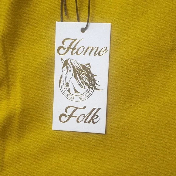 Home Folk Mustard Yellow Wide Flare Women's Pants Size 12 NWT Bell bottom - Picture 7 of 16